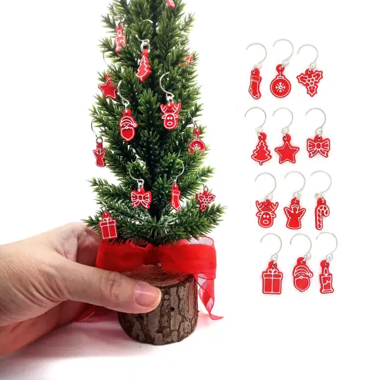 Cute Miniature Christmas Tree & Removable Red Mini Ornaments, Adorabilities {1}