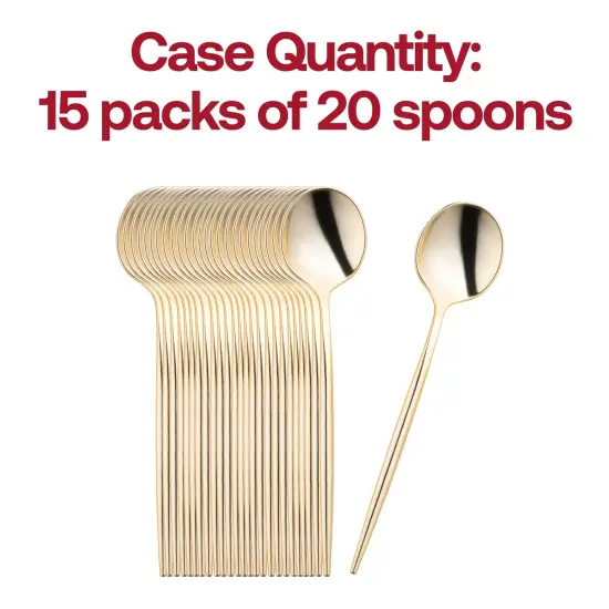 Shiny Gold Moderno Disposable Plastic Dessert Spoons (300 Spoons) {5}