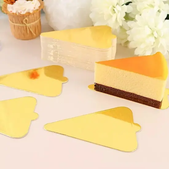 50 Gold 5 in Metallic Triangle Mini Cake Boards Disposable Dessert TRAYS Party {2}