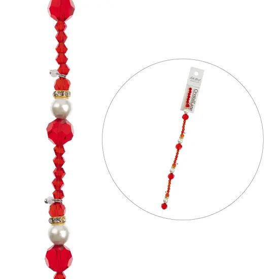 Crystal Lane DIY 7" Designer Holiday Glass Bead Mix Strand Red Santa Stack {4}