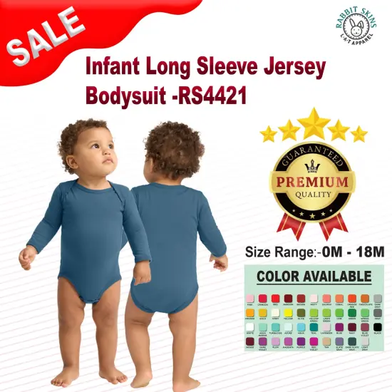 Rabbit Skins&reg; Infant Long Sleeve Jersey Bodysuit - 4421 Heather {2}
