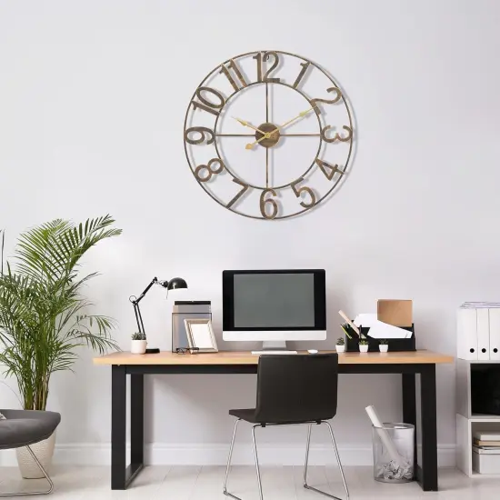 Sorbus Large Wall Clock - 24-inch Decorative Numeral Wall Clock - Battery Operated Analog - Living Room and Kitchen D&eacute;cor Bronze {2}