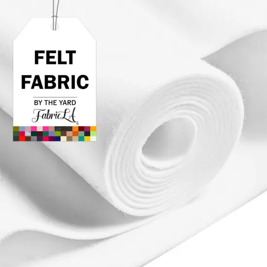 FabricLA Acrylic Felt Fabric - 72" Inch Wide 1.6mm Thick Felt by The Yard - Use Soft Felt Sheets for Sewing, Cushion, and Padding, DIY Arts & Crafts (1 Yard, White) {1}