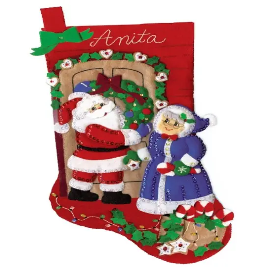 Design Works Felt Stocking Applique Kit 18" Long-Mr. & Mrs. Claus {1}