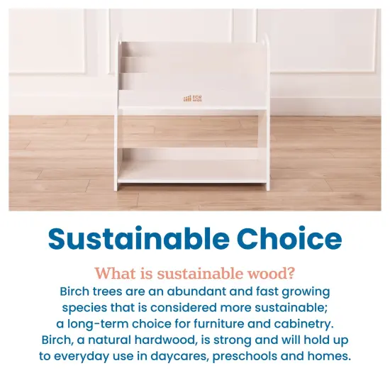 3-Shelf Floor Book Display with Handles and Storage, 30in, Classroom Storage White Wash {6}