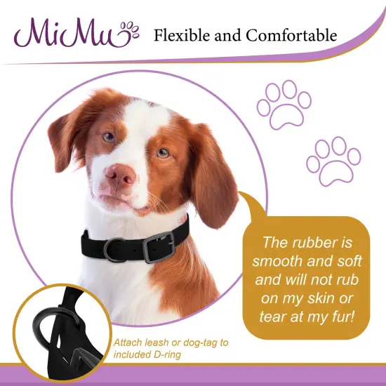 MiMu Medium Silicone Dog Collar - Black 19.5in Stylish Dog Collar with Prong Buckle {5}