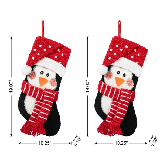 Set of 2 19.00"L Chrismas Decor Hooked Stockings 2pk Penguin {4}