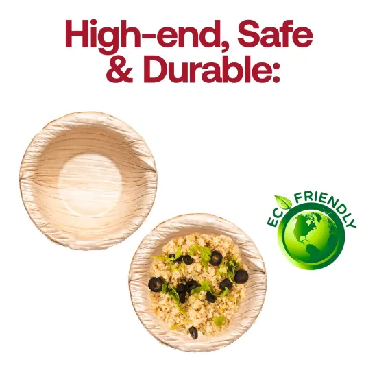 Round Palm Leaf Eco Friendly Mini Disposable Dip Bowls - 0.5 oz. (100 Bowls) {4}