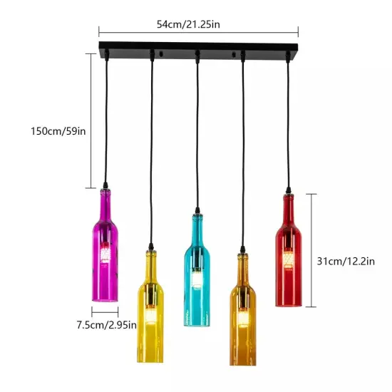 5 Wine Bottle Pendant Light Industrial Bar Hanging Lamp Fixtures Cafe Fixture {3}