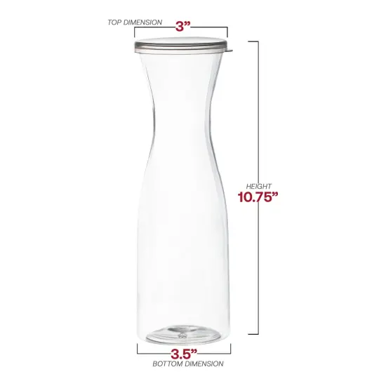 Clear Large Disposable Plastic Wine Carafes with Lids - 35 oz. (12 Carafes) {3}