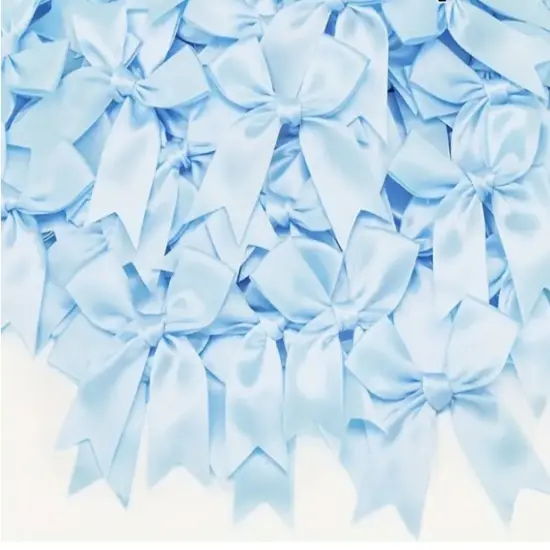 12 Ct Light Blue Bow Satin Ribbon {4}
