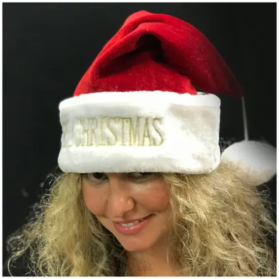 Holiday Living One Size Red Santa Hat Polyester Santa Claus {4}