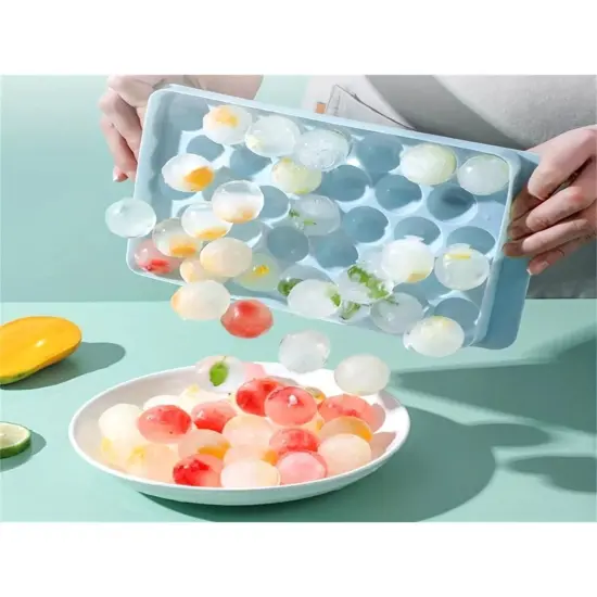 Kitcheniva Ice Cube Tray Mold Maker Mini Ball Shaped Pink + 2 free fish m {4}