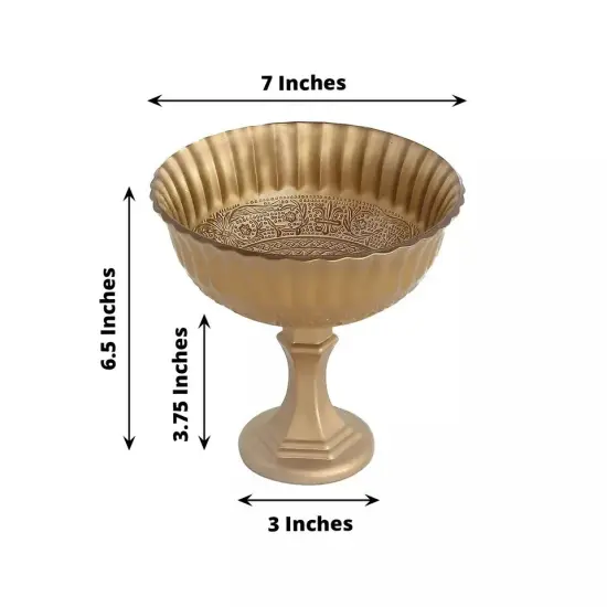 Gold 7 in Metal Compote VASE Roman Style Flower Pedestal Pot Party Decorations {3}