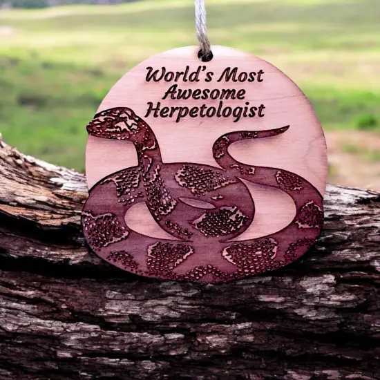 Worlds Most Awesome Herpetologist Snake - Cedar Ornament {6}