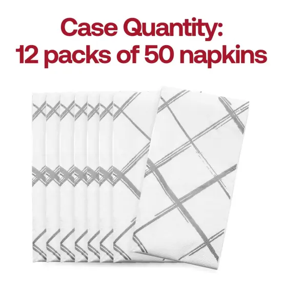Durable White with Silver Diamond Paper Dinner Napkins (600 Napkins) {5}