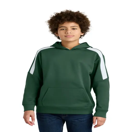 Sport-Tek&reg; Youth Fleece United Pullover Hoodie Forest Green/ White {1}