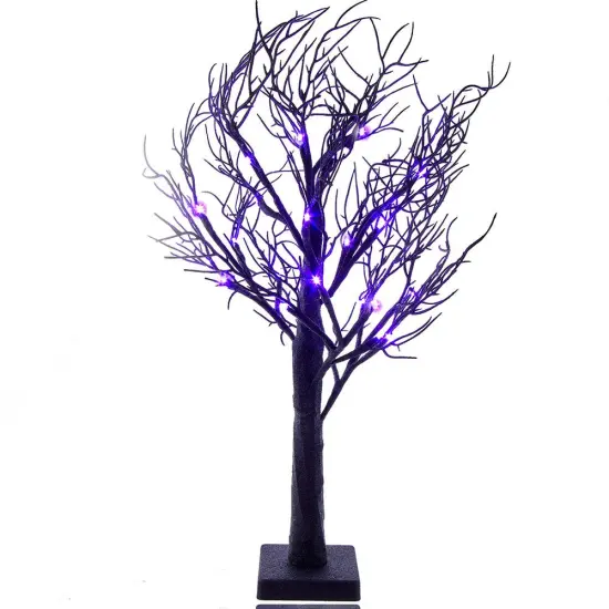 Kurt Adler 2-Foot Purple LED Black Glitter Tabletop Tree {1}