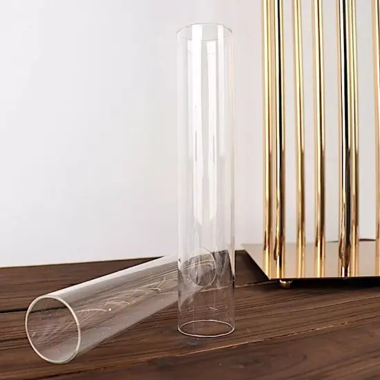 2 Clear 10 in Open End Cylinder Glass Hurricane CANDLE SHADES Party Supplies {2}