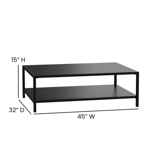 Merrick Lane Lanier Two-Tier All-Weather Patio Coffee Table Black {5}