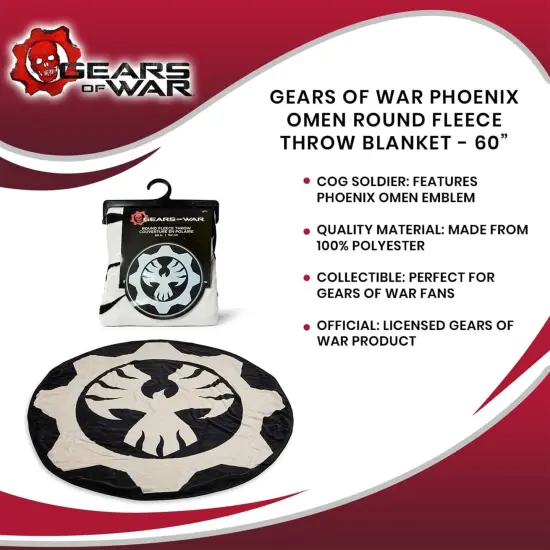 Gears of War Phoenix Omen Round Fleece Throw Blanket - 60” {7}