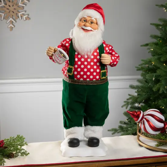 Northlight 24" Animated and Musical Santa Claus with Hot Cocoa Christmas Figure Green {1}