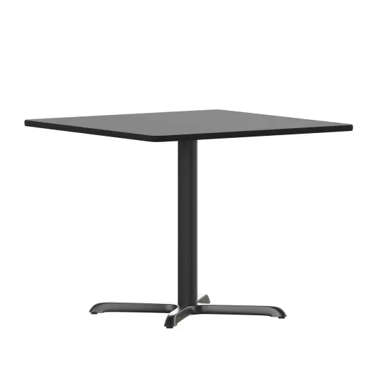 Emma and Oliver 36" Square Laminate Table Top with 30"x30" Table Height Base Black {2}