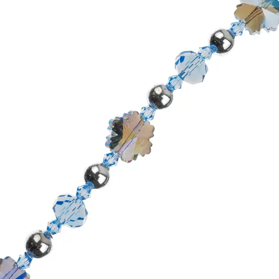 Crystal Lane DIY 7" Designer Holiday Snowflakes Glass Bead Mix Strand Silver & Blue {1}