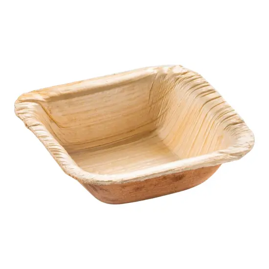 Square Palm Leaf Eco Friendly Mini Disposable Bowls - 1.5 oz. (100 Bowls) {1}