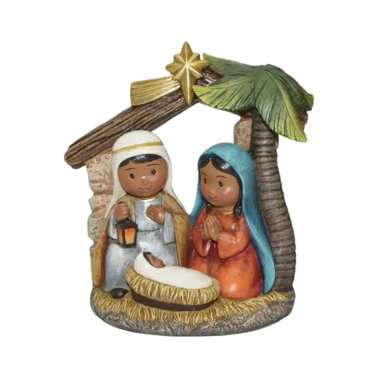6" African American Holy Family Nativity Scene with Palm Tree &ndash; Kid-Friendly Christmas Decoration {1}