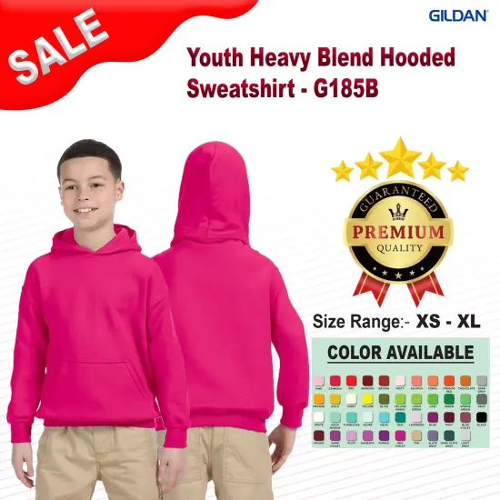 Gildan&reg; Youth Heavy Blend Long Sleeve Hooded Sweatshirt HELICONIA {2}