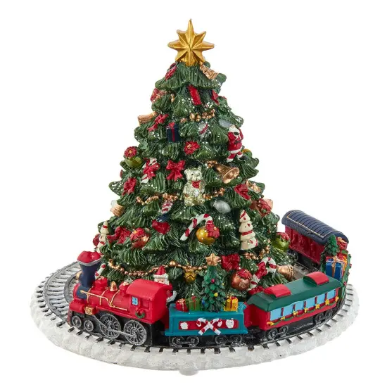 Kurt Adler 6-Inch Christmas Tree with Revolving Train Music Box {1}