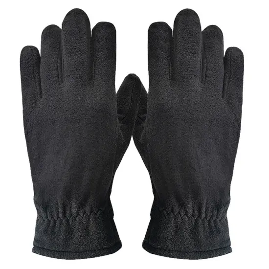 Solid Wing Black Fleece Gloves for Ultimate Warmth {1}