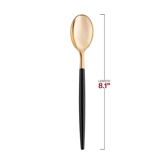 Gold with Black Handle Moderno Disposable Plastic Dinner Spoons (240 Spoons) {3}