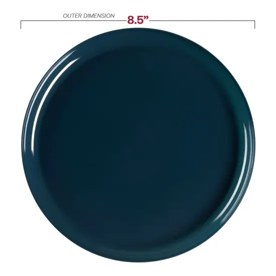 Navy Flat Round Disposable Plastic Appetizer/Salad Plates - 8.5" (120 Plates) {3}