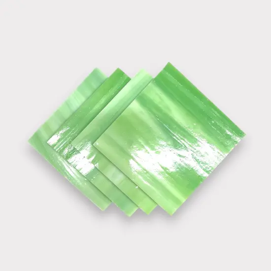 Olive Green/White Prisma COE 96 Fusible Glass Sheets / Mosaic Squares - 4 Pack {2}