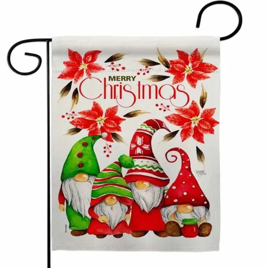 Christmas Gnome Family Garden Flag 2 Sided {1}