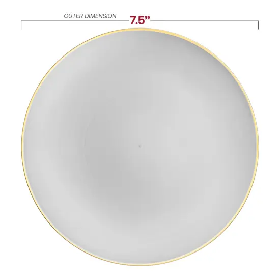 Gray with Gold Rim Organic Round Disposable Plastic Appetizer/Salad Plates - 7.5" (120 Plates) {3}