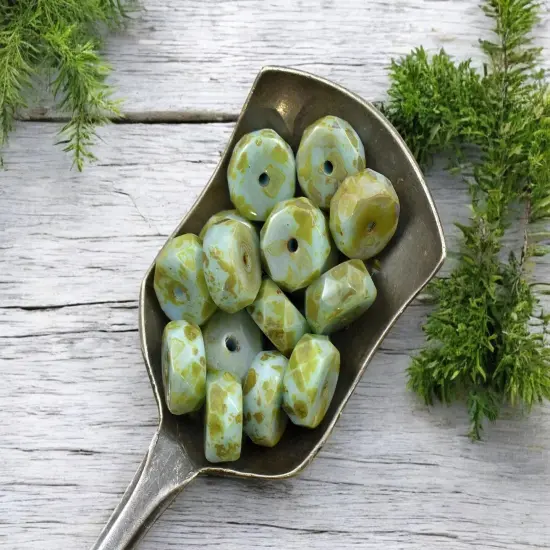 *15* 4x6mm Turquoise Picasso Fire Polished Rondelle Heishi Beads {3}