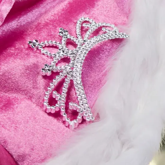 Holiday Living One Size Fits Most Pink Plush Santa Hat {6}