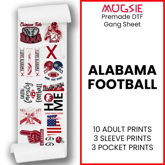 Alabama Football DTF Transfer 22x60 Direct-to-Film Gang Sheets {2}
