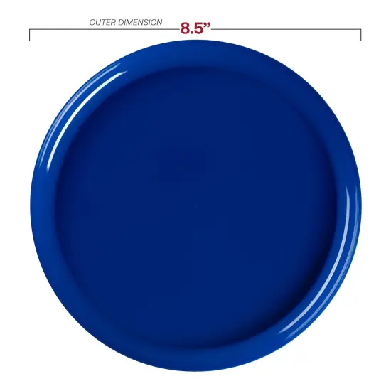 Solid Blue Flat Round Disposable Plastic Appetizer/Salad Plates - 8.5" (120 Plates) {3}