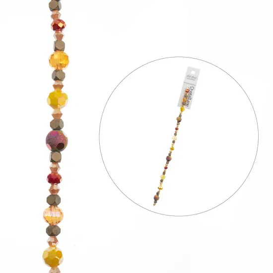 Crystal Lane DIY 7" Mixed Designer Glass Bead Mix Strand Orange & Yellow Mix {3}