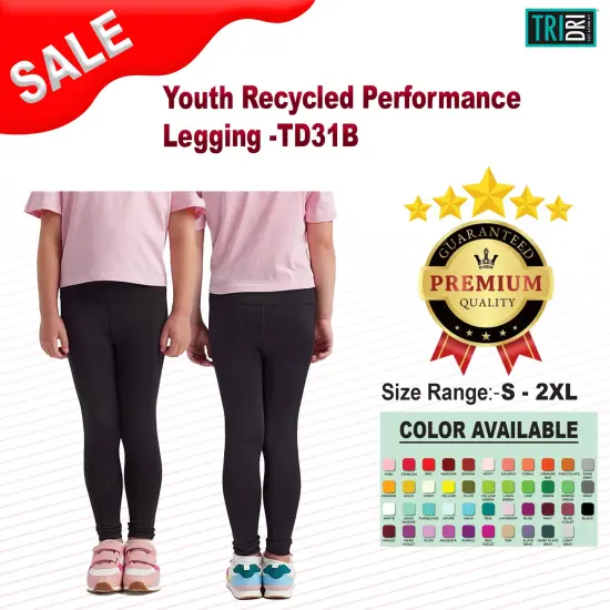 TriDri&reg; Youth Recycled Performance Legging Black {2}