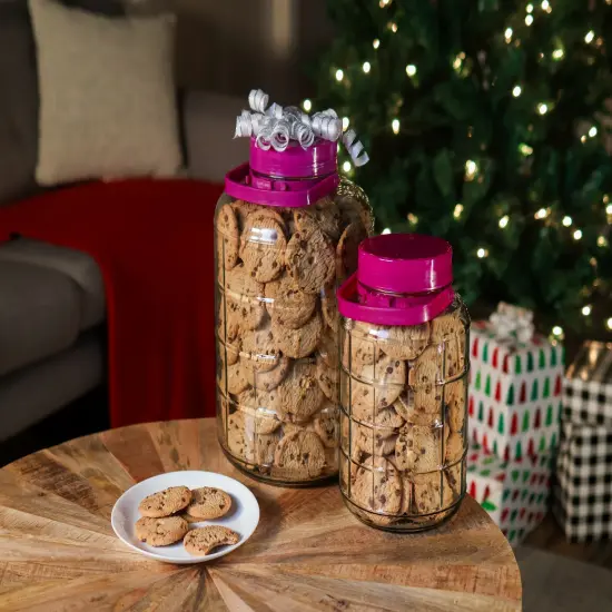 7Penn Large Glass Jars with Lids Wide Mouth - Plastic Airtight Lid with Handle {7}