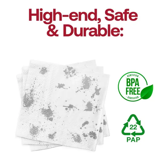 Durable White with Silver Paint Splatter Paper Beverage/Cocktail Napkins (600 Napkins) {4}