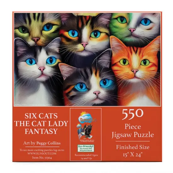Sunsout Six Cats the Cat Lady Fantasy 550 pc Jigsaw Puzzle 71304 {4}