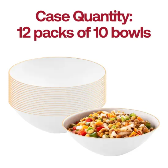 White with Gold Rim Organic Round Disposable Plastic Dessert Bowls - 6 oz. (120 Bowls) {5}