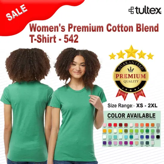 Tultex&reg; Women's Premium Cotton Blend Crew Neck Short Sleeve T-Shirt Athletic heather {2}