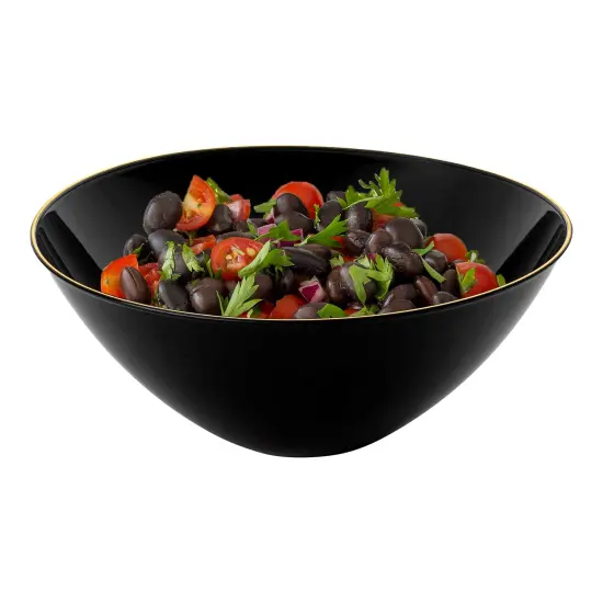 Black with Gold Rim Organic Round Disposable Plastic Bowls - 32 oz. (60 Bowls) {2}